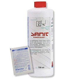 DEWEPRO Set: Sanit Limescale Grenade (3008) – Bottle of 750 ml – Special Descaler on Innovative Raw Material Base, Includes 1 Dewepro® Single Scrubs