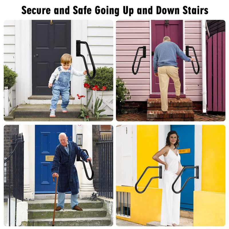 SDNBHT Hand Rails for Outdoor Steps 1-3 Steps Handrails for