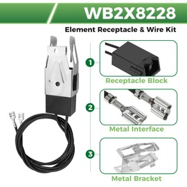 2 Pack WB2X8228 Element Receptacle and Wire Kit Replacement for GE Electric Hotpoint Kenmore Range Electric Stove Burners, Replace 250535, AP2013499, PS242972