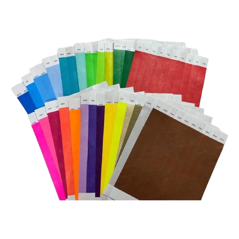 100 Pulseras Brazaletes Tyvek Impresas Con Envio