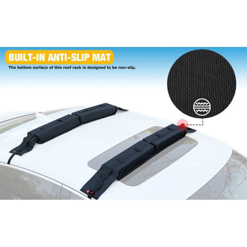 AUTOXBERT Universal Foldable Car Roof Rack Soft Pads With Straps