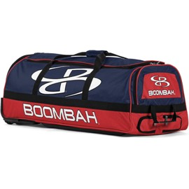 Boombah Brute Rolling Bat Bag - 35" x 15" x 12-1/2" - BBR2C23 Navy/Red - Holds 4 Bats and Room for Gear - Wheeled Bag