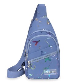 Long Keeper Sling Chest Bag - Crossbody Sling bag for Women Men Waterproof Shoulder Bag Daypack Small Backpack for Travel Hiking Running Sports (Blue Colored Letters)