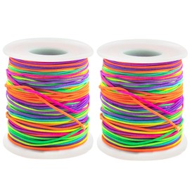 1mm Stretchy Bracelet String, Sturdy Rainbow Elastic String for Necklaces, Beading and Crafts, Elastic Cord for Jewelry Making (164 Feet, 2)
