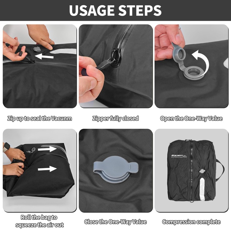 EULANT TPU Vacuum Bags for Travel, Reusable Compression Bags for