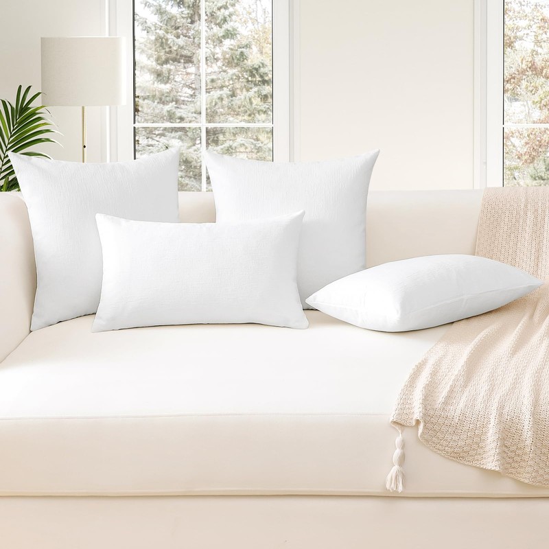 JOTOM Chenille Cushion Covers 50x50 cm Soft White Decorative Throw