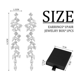 1 Pair Earrings, Diamond Earrings for Women, Earrings for Women, Earrings Sparkling, Earrings with Rhinestone Tassels, Wedding Crystal Rhinestone Bridal Pendant Earrings (Silver), Crystal and silver