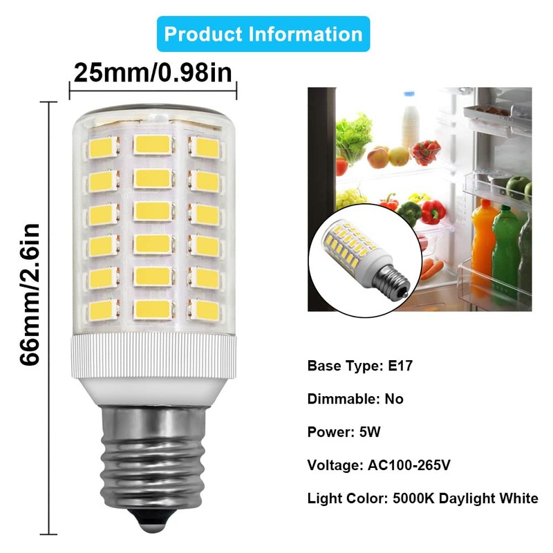 Frigidaire Freezer Light Bulb Replacement E17 Intermediate Base Compatible with