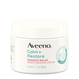 Aveeno Calm + Restore Crema facial hidratante facial para aliviar el enrojecimiento, no comedogénico, ceramida y vitamina B5, hidratante para piel seca y sensible, hipoalergénica, sin fragancia, 1.7 onzas