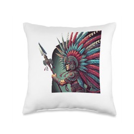 Penachos Aztecas Mexico Aztec Warrior Costume Men Mexican Throw Pillow