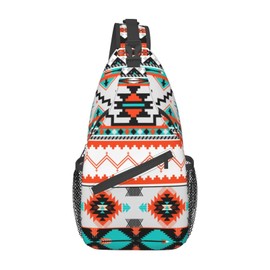 QISENTIS Casual Sling Bag Crossbody Sling Backpack Gym Sports Travel Hiking Daypack Chest Bag Shoulder Bag for Women Men, Colorful Aztec Pattern, One Size, Daypack Backpacks