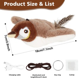 DAOUZL Cat Toy, Cat Toy, Bird Movable with Catnip, Flappy Bird Cat Toy, Interactive Cat Toy, Bird Cat Toy, Flying Bird for Cats