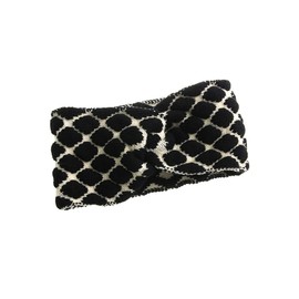 VingTAINE HB-88-BKMIX-Knit Cross, Turban Hair Band, Monotone, Casual, Autumn & Winter, Mature Style, Wide, Hair Accessory