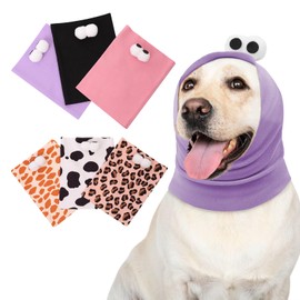 SAWMONG Dog Calming Hoodie Ear Head Covers for Noise Fireworks,No Shake Ear Wraps for Anxiety Relief,Dog Ear Muffs Dog Hematoma Ear Wrap Pet Grooming and Force Drying Dog Ear Protector,Purple,L