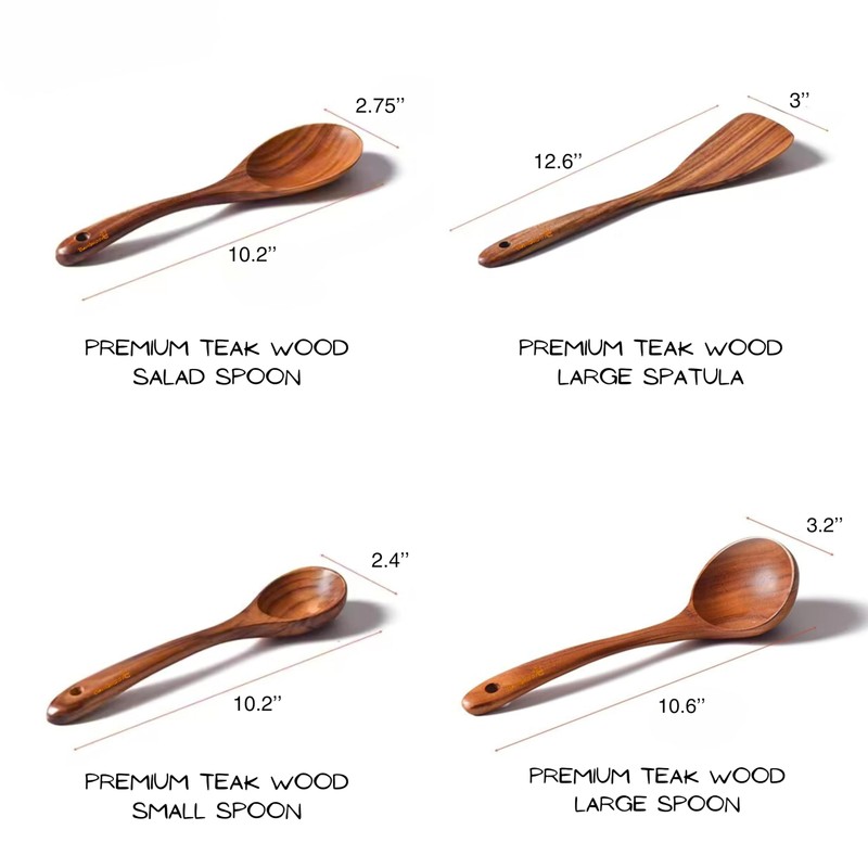 11-Piece Premium Teak Wood Utensil Set with Holder - Durable