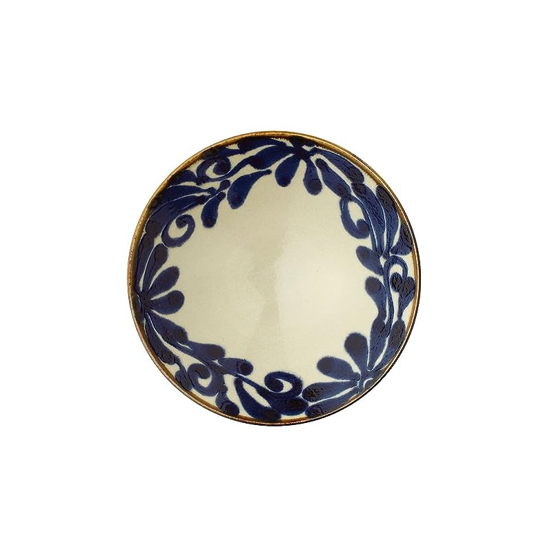 Showa Ceramics Ryukyu Ruri Arabesque 8.0 Noodle Bowl, Diameter 9.6