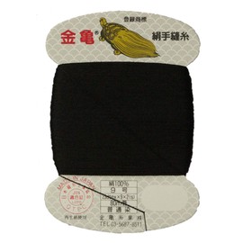 Hand Sewing Thread "Silk Thread No. 9 80 m Card Roll Black" Gold Turtle Industry