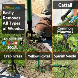 Landzie Weeder Weed Puller Tool, 55 Inch Steel Stand Up Weed Puller with Long Handle, Manual Weeders Weed Remover Tool Stand Up Heavy Duty Weed Picker and Weed Digger Garden Lawn Weed Tool