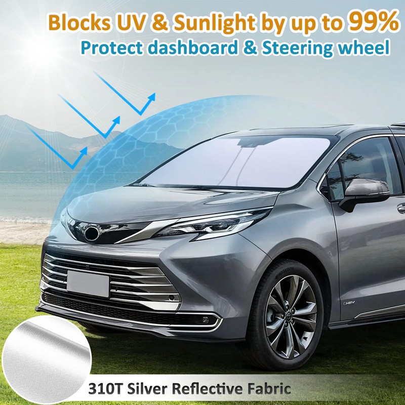 TOPINSTALL Thick Foldable Sunshade Compatible with 2021-2026 Toyota Sienna Accessories,