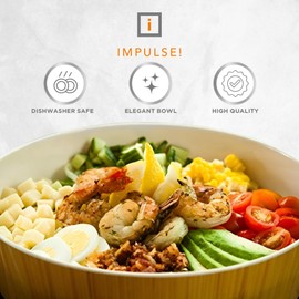 IMPULSE! Rimini Medium Bamboo Bowl - Dual-Purpose Lid/Plate, Dishwasher Safe, Meal Prep, Pasta, Fruits, Salad, Melamine Serving Bowl - 3.9 inches