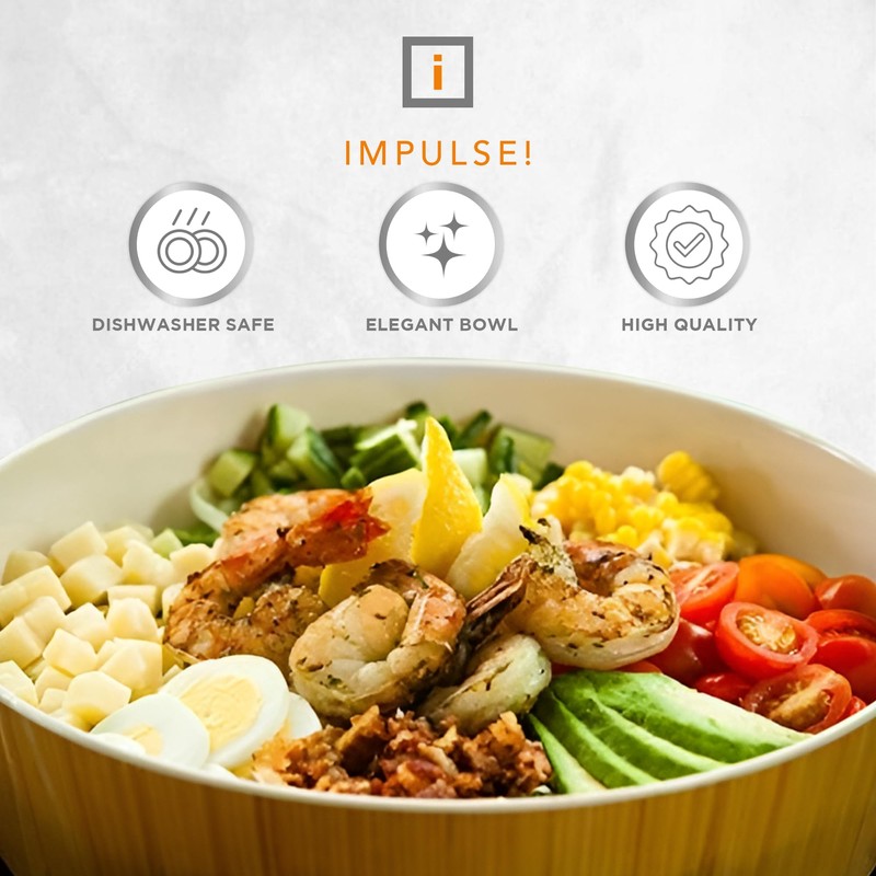 IMPULSE! Rimini Medium Bamboo Bowl - Dual-Purpose Lid/Plate, Dishwasher Safe,