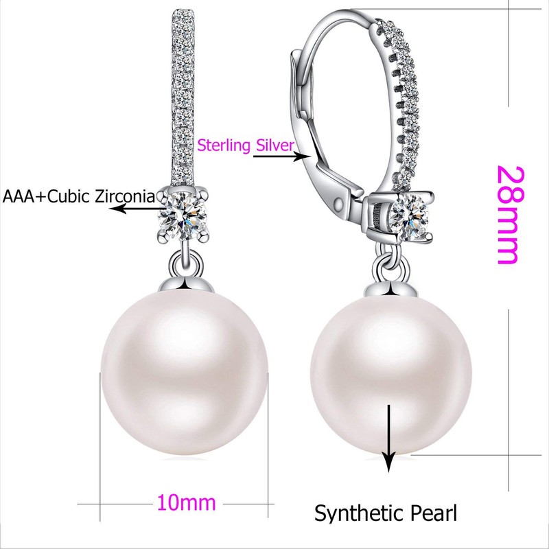 Women's Pearl Earrings 925 Sterling Silver Natural Freshwater Pearl Drop