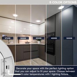 LUXRITE 8 Inch LED Disk Lights, 27W, 5CCT Selectable 2700K- 5000K, Flush Mount Recessed Retrofit Ceiling Light, 2000LM, Dimmable, J-Box or 6" Can Install, 9.4" Face Diameter, Energy Star, ETL