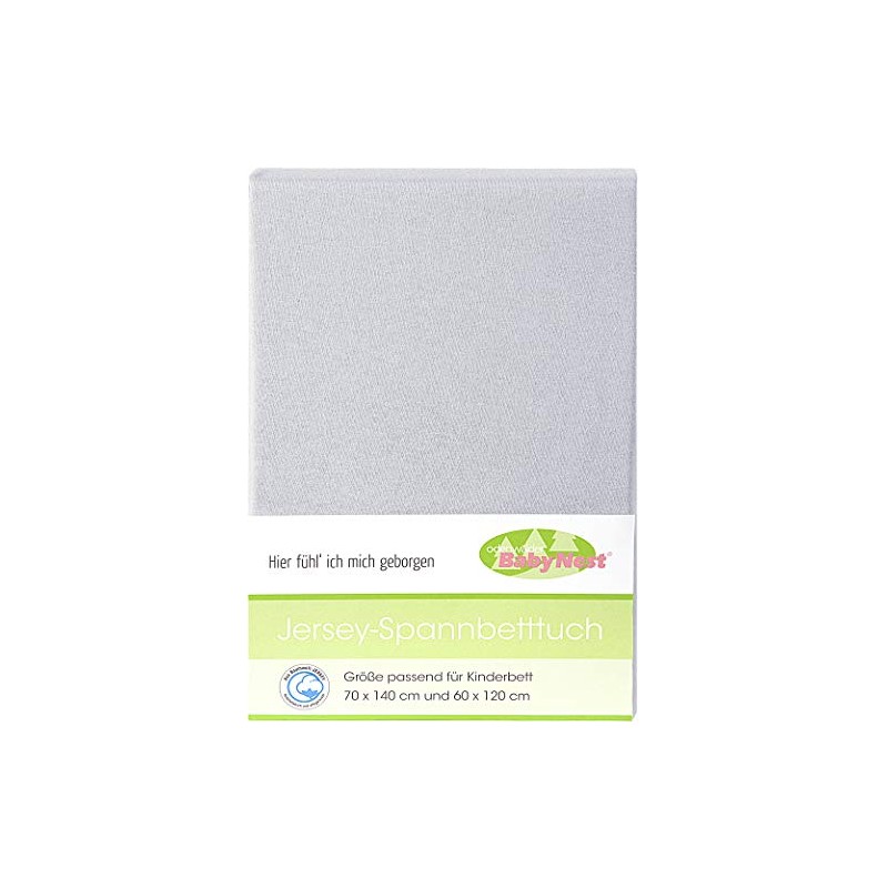 Odenwälder Jersey Fitted Sheet for Cot Bed Light Silver, Size: