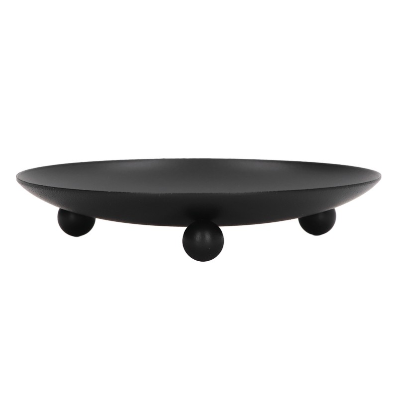 4pcs Iron Plate Candle Holder Retro Modern Round Black Matte