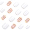 24 Pcs Spring White Press On Nails Short Square,YEFIUO Extra