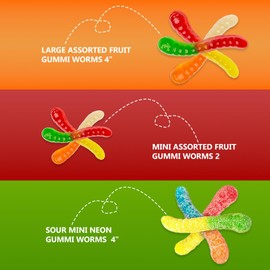 Gummy Worms – 1 lb Bag 2-Inch Assorted Fruit Candy Worms Colorful Chewy Treats for Buffets, Goody Bags & Gummy Worm