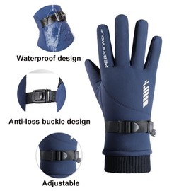 TheStriven Ski Gloves Waterproof Cycling Gloves Touchscreen Winter Gloves Warm Gloves Waterproof Non-Slip Winter Sports Gloves for Cycling Skiing Running Hiking (Blue)