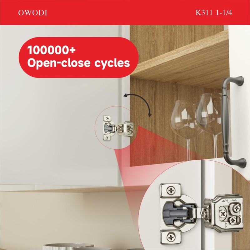 OWODI 40 Pack 3/4 Inch Overlay Soft Close Hinges for