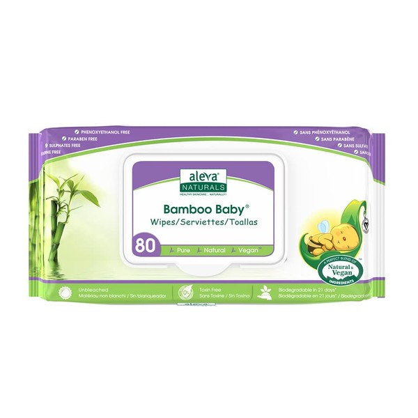Aleva Naturals Bamboo Baby Wipes - Unscented - 80 ct