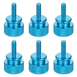 sourcing map 6Pcs M3x10 Aluminum Thumb Screws, 12x20mm(ODxH) Computer Case Thumb Screws for PC Side Panel Motherboard Mounting Screw, Azure