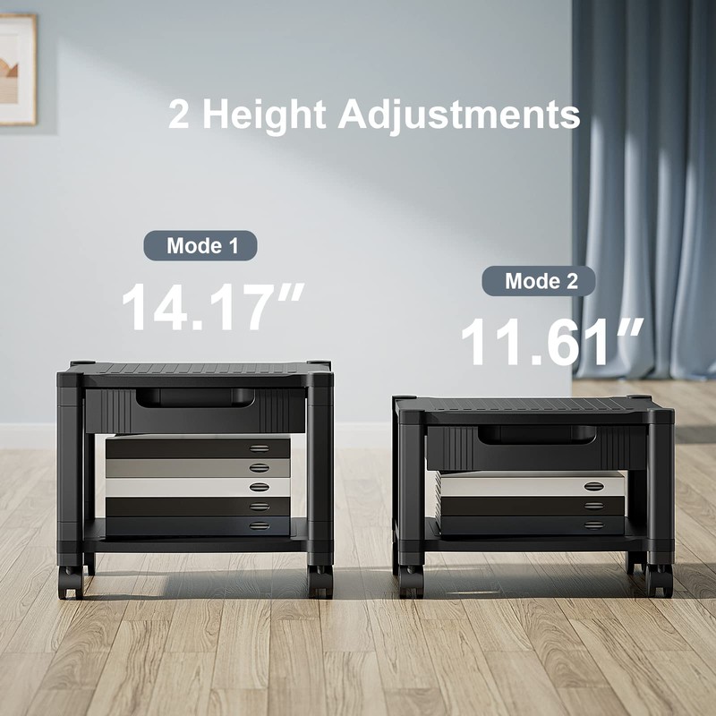 HUANUO Printer Stand with Cable Management and Storage Drawer, Printer