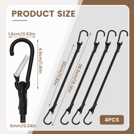 4 Pcs Bungee Cords with Carabiner Clips, 30cm Bungee Cords with Hooks, Durable & Stretchable Elastic Straps with Hooks, for Securing Luggage, Camping Gear, Bike Racks, Car Roof, Mountaineering