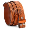 JASGOOD Men's Western Leather Belt Strap Engraved Cowboy Belt without