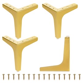 Knpwer Set of 4 Metal Triangle Furniture Feet, 4 Inch 10 cm Furniture Table Legs, Feet for Sofas and Chairs, Replacement Triangle Cabinet Feet for Cupboard, Sofa, Chair, Coffee Table with Screws