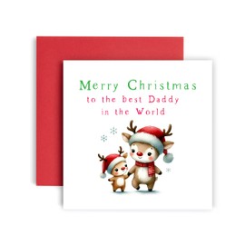 Huxters First Christmas Card for Daddy – Cute Reindeer – Christmas card for Daddy Christmas Traditions (Daddy)