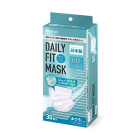Iris Ohyama PK-DNI30L Non-Woven Pleated Mask, Made in Japan, 30 Pieces, Regular Size, JIS Standard, Non-Woven Mask, Nano Air Mask, Increased Breathability, Comfortable, Breathable, Individually Packaged, Disposable, Won't Hurt Your Ears, Made in Japan, W
