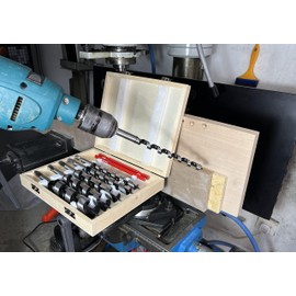 Auger Drill Bit for Wood 9 Inch with 7 Inch Carpentry Pencils (8-Piece Auger Bits Set)