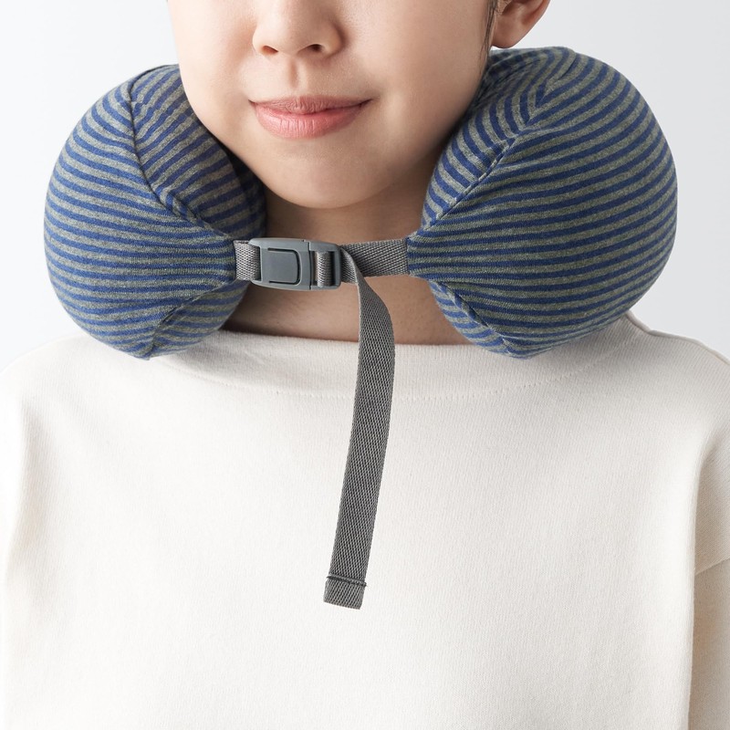 MUJI 44430934 Fitted Neck Cushion, Heather Navy x Gray, Approx.
