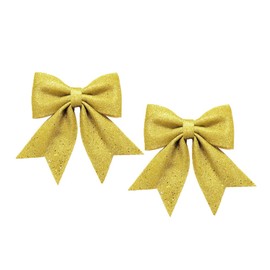 BKEPDY Pack of 2 12 x 15 cm Christmas Bows Red Gold Glitter Bows Christmas Tree Decoration for Christmas Tree Wreath Gifts Decoration (Gold)