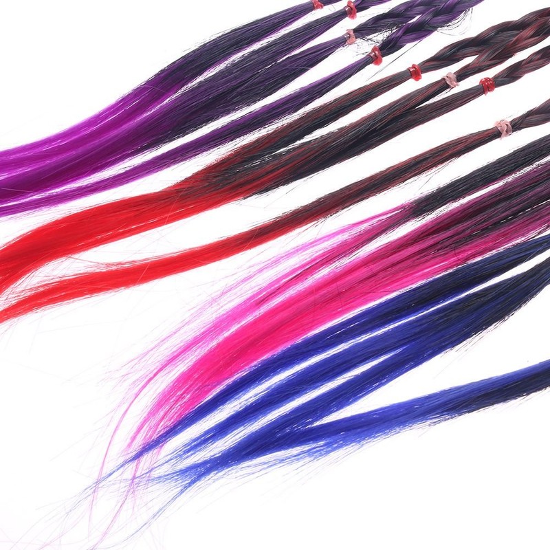 EROSPA® 4 Colourful Hair Strands with Scrunchie / Hair Band