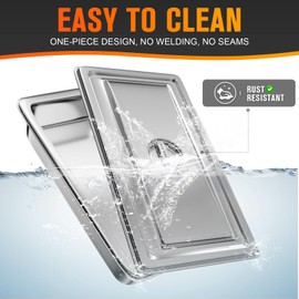 Hotel Pan, Full Size Steam Table Pan 6" Deep Stainless Steam Table Pan with Lid Full Size Food Pan 20.8" L x 13" W Anti Jam Stainless Steel Buffet Pan Commercial Stainless Steel Pan (4 Pack)