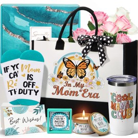 MAYICIVO Valentines Day Mom Gifts from Daughter Son, Best Mom Birthday Gifts Basket for Mama Women Mother-in-Law Mothers Day Gift, New Mama Gift for Wife from Husband with Canvas Tote Bag Tumbler