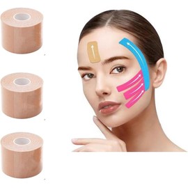 Cinta lifting facial, parches antiarrugas, diseñados para reafirmar y tensar la piel, prevenir las arrugas y favorecer la circulación sanguínea.(2.5cm*5m—3pcs)