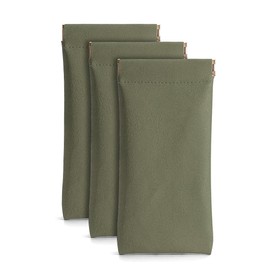 Ldirect 3 Pack Leather Eyeglasses Cases PU Soft Sunglasses Pouch Squeeze Top Portable Glasses Cases for Men Women (Green Green Green)