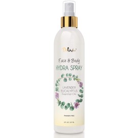 Deluvia Hydra Spray, Moisturizing Body Spray and Face Mist with Essential Oils, Organic Aloe Vera, Dead Sea Salts, Provitamin A, Vitamin C. Alcohol Free, Paraben Free. (Lavender Eucalyptus)